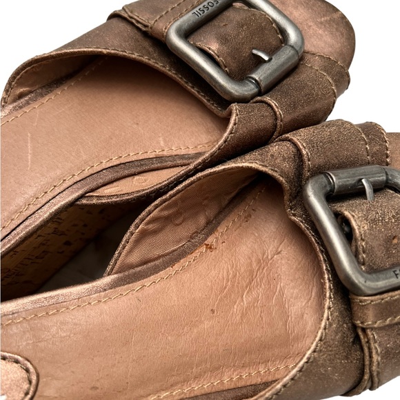 Fossil Women Marla Cork Wedge Buckle Platform Side Shoe Size 6.5 - Picture 5 of 10